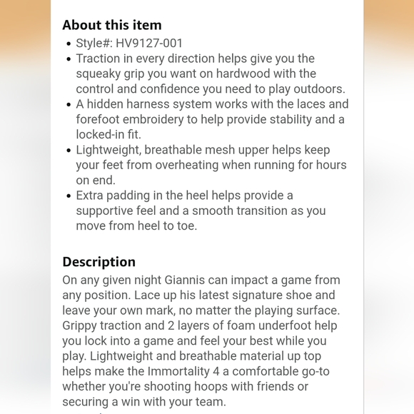 Nike Giannis Immortality 4 Women's sz 7.5 Kid's 6 Black Bicoastal Ivory & Gold - Picture 11 of 12